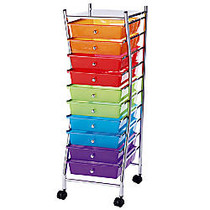 Realspace; 10-Drawer Mobile Organizer, 37 3/4 inch;H x 13 1/8 inch;W x 15 3/4 inch;D, Multicolor