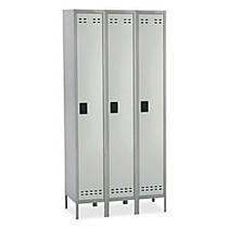 Safco; Single-Tier Two-Tone 3-Column Locker With Legs, 78 inch;H x 54 inch;W x 12 inch;D, Gray