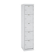 Sandusky; Five Tier Steel Storage Locker, 66 inch;H x 15 inch;W x 18 inch;D, Dove Gray