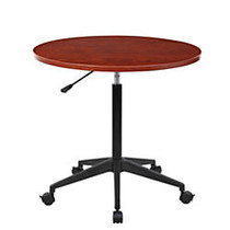 Boss; Mobile Round Height-Adjustable Table, 38 inch;H x 32 inch;W, Cherry/Black