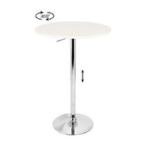 LumiSource Adjustable Bar Table, 41 inch;H x 23 1/2 inch;W x 23 1/2 inch;D, Silver/White