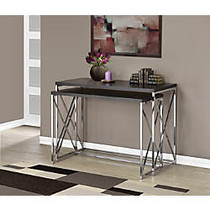 Monarch Specialties 2-Piece Console Table Set, Rectangular, 32 inch;H x 46 inch;W x 18 inch;D, Cappuccino/Chrome