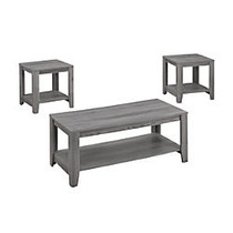 Monarch Specialties 3-Piece Table Set With Shelves, Rectangular/Square, Gray Sonoma Oak