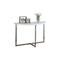 Monarch Specialties Half-Moon Console Table, Crescent, 32 inch;H x 48 inch;W x 16 inch;D, White/Chrome