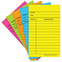 Top Notch Teacher Products; Bright Library Cards, 5 inch; x 3 inch;, Assorted Colors, Case Of 500