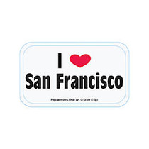 AmuseMints; Destination Mint Candy, I Heart San Fran, White, 0.56 Oz, Pack Of 24