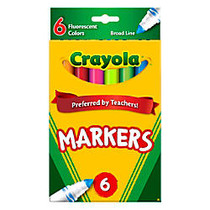 Crayola; Fluorescent Broad Line Markers, Assorted Colors, Box Of 6