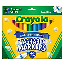 Crayola; Washable Markers, Broad Line, Assorted Classic Colors, Box Of 12