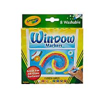 Crayola; Washable Window Markers, Conical Tip, Assorted Colors, Box Of 8