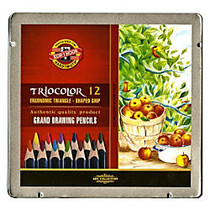 Koh-I-Noor Triocolor Grand Pencils, Assorted Colors, Set Of 12