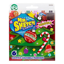 Mr. Sketch; Holiday Scented Washable Markers, Chisel Tip, Assorted Ink Colors, Pack Of 6