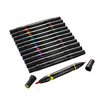 Prismacolor; Premier Double-Ended Art Markers, Fine/Brush Tip, Assorted Ink Colors, Pack Of 12