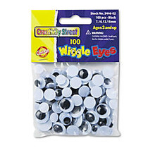 Chenille Kraft Creativity Street Wiggle Eyes, Assorted Sizes, Black, Pack Of 100