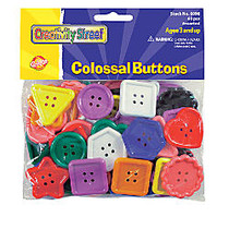 Chenille Kraft Plastic Colossal Buttons, Assorted Shapes And Colors, Pack Of 48