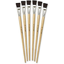 ChenilleKraft 3/4 inch; Tempera Brush Set - 6 Brush(es) - 0.75 inch; Handle - Aluminum Ferrule - Wood Handle - Natural, Black