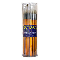Dynasty Interlocked Paint Brushes, Round Bristle, Synthetic, Assorted Sizes, Brown, Pack Of 72