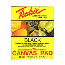 Fredrix Black Canvas Pads, 9 inch; x 12 inch;, 10 Sheets, Pack Of 2