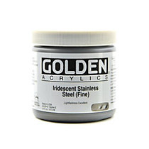 Golden Acrylic Paint, Fine, 16 Oz, Iridescent Stainless Steel