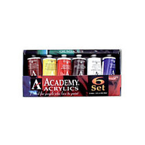 Grumbacher Academy Acrylic Introductory Set, 3 Oz Tubes, Assorted Colors, Set Of 6