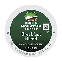 Green Mountain; Breakfast Blend Coffee K-Cup; Pods, 0.31 Oz, Box Of 48