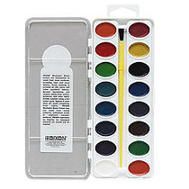 Prang; Washable Watercolors 16-Color Set With Brush, Assorted Colors