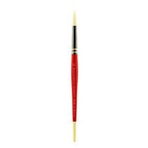Winsor & Newton University Series Short-Handle Paint Brush, Size 12, Round Bristle, Red