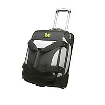 Denco Sports Luggage Nylon Rolling Drop-Bottom Travel Duffel, Michigan Wolverines, 22 inch;H x 14 inch;W x 13 1/2 inch;D, Black