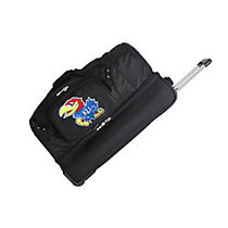 Denco Sports Luggage Rolling Drop-Bottom Duffel Bag, Kansas Jayhawks, 15 inch;H x 27 inch;W x 14 1/2 inch;D, Black