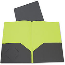 C-Line Two-Tone Two-Pocket Poly Portfolios - Letter - 8.50 inch; Width x 11 inch; Length Sheet Size - 2 Pockets - Poly - Gray, Green - 1 Each inch;