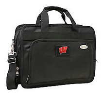 Denco Sports Luggage Expandable Briefcase With 13 inch; Laptop Pocket, Wisconsin Badgers, Black