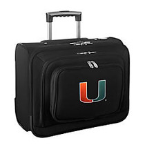 Denco Sports Luggage Rolling Overnighter With 14 inch; Laptop Pocket, Miami Hurricanes, 14 inch;H x 17 inch;W x 8 1/2 inch;D, Black