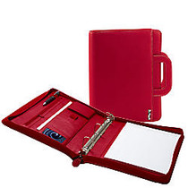 i.e.&trade; 3-Ring Padfolio With Retractable Handle, 13 inch; x 11 inch;, Red