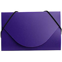 JAM Paper; Plastic Business Card Case With Round Flap, 3 1/2 inch; x 2 1/4 inch; x 1/4 inch;, Purple