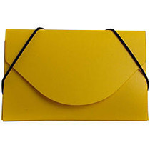 JAM Paper; Plastic Business Card Case With Round Flap, 3 1/2 inch; x 2 1/4 inch; x 1/4 inch;, Yellow