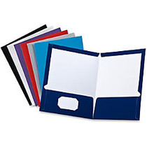 Oxford Laminated Twin Pocket Folders - Letter - 8 1/2 inch; x 11 inch; Sheet Size - 100 Sheet Capacity - 2 Inside Front & Back Pocket(s) - Black, Blue, Gray, Navy, Purple, White, Red - 1 Each