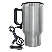 Brentwood Electric Coffee Mug With Wire Car Plug, 16 Oz., Silver