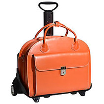 McKlein Glen Ellyn Italian Leather Briefcase With Front Key Lock, Orange