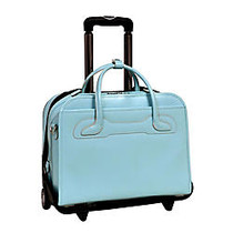 McKlein Willow Brook Italian Leather Detachable-Wheeled Briefcase, Blue