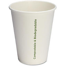 Genuine Joe Compostable Paper Hot Cups - 12 fl oz - 50 / Pack - White - Paper