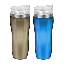 GNBI Travel Mugs, 14 Oz, Blue/Bronze, Set Of 2