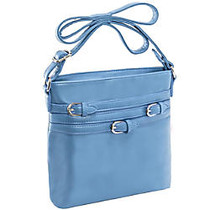 Parinda; Clarice II Multi-Belt Adorned Vertical Crossbody Tote, 12 inch;H x 11 inch;W x 2 inch;D, Aqua Blue