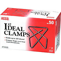 ACCO; Ideal Paper Clamp (Butterfly Clamp) - Small - No. 2 - 100 Sheet Capacity - 50 / Box - Silver