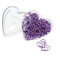 Office Wagon; Brand Heart-Shaped Paper Clips With Matching Container, Pack Of 80