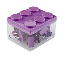 Office Wagon; Brand Stackable Brick Binder Clips, Medium, Purple, Pack Of 20