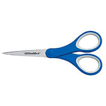 Office Wagon; Brand Rubberized-Handle Scissors, 7 inch;, Pointed, Blue/Gray