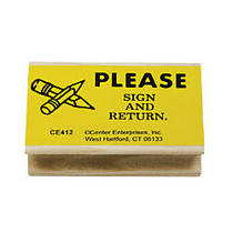 Center Enterprise Stamps,  inch;Please Sign and Return inch;, 1 1/2'' x 2 1/2'', Pack Of 6