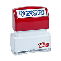 Office Wagon; Brand Pre-Inked Message Stamp,  inch;For Deposit Only inch;, Blue