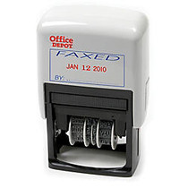 Office Wagon; Brand Self-Inking Dater With Extra Pad, Faxed, Red/Blue Ink