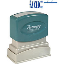 Xstamper Pre-Inked Stamp - Message Stamp -  inch;FAXED BY inch; - 0.50 inch; Impression Width x 1.63 inch; Impression Length - 100000 Impression(s) - Blue - Recycled - 1 Each