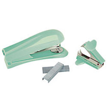 Office Wagon; Brand Half-Strip Stapler With Staples And Remover, Green